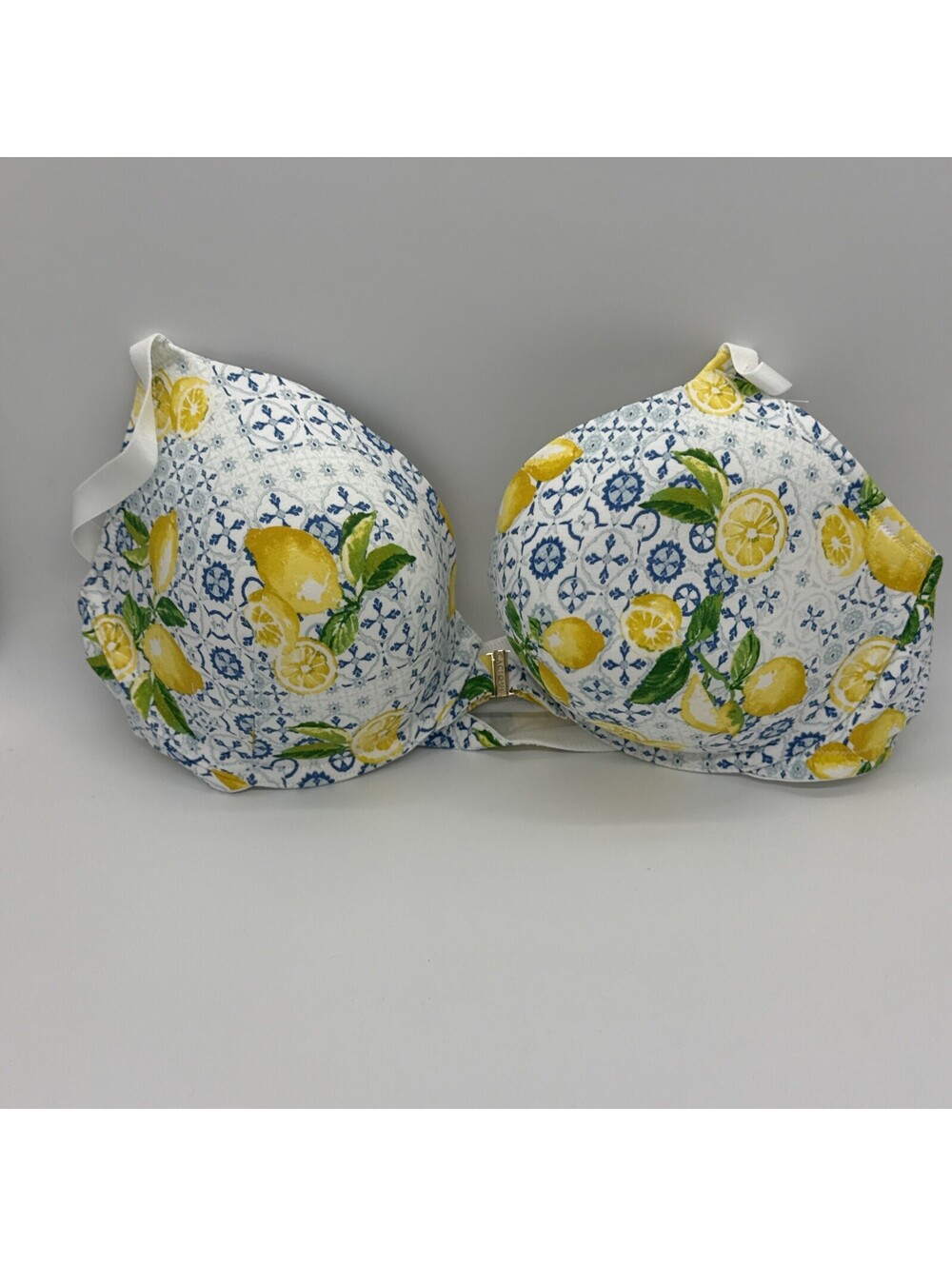 Cacique 44D Underwire Bra – Mediterranean Lemon & Blue Tile Print